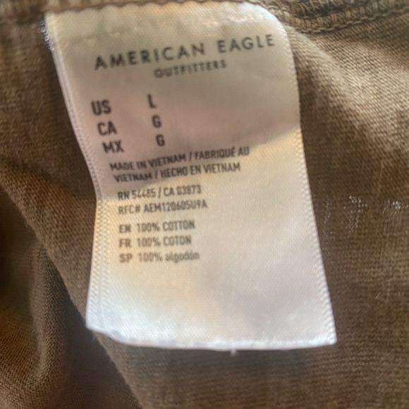 American Eagle t-shirt, Brown, 3 button, men’s Large - Picture 6 of 6